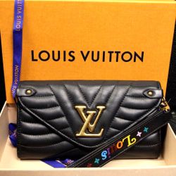 Louis Vuitton - Leather New Wave Long Wallet - Black - w/Box NICE WOMEN GIFT HOLIDAYS
