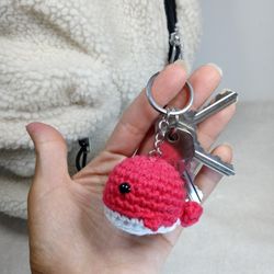 Small Amigurumi Whale Backpack charm. Crochet little whale bag charm. Whale Keychain.