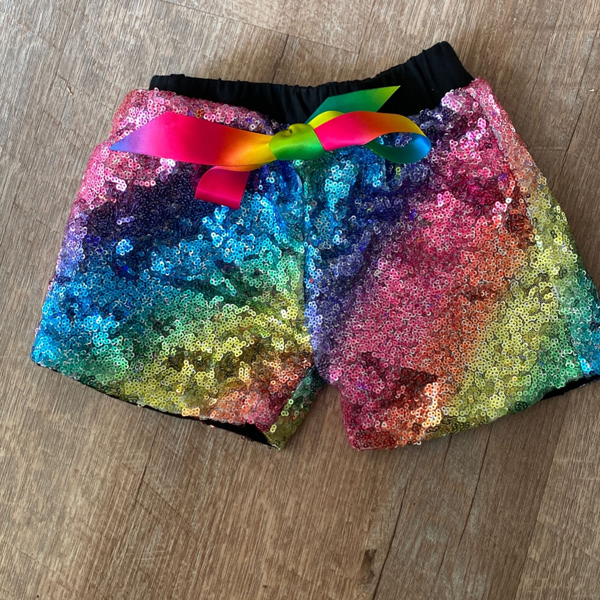 Rainbow Sequin Party Shorts 4t-5t