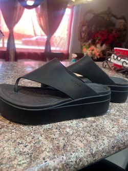 Crocs Black Platform Flip Flop Sandals