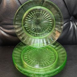 Antique Uranium Glass Plates