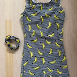 Kids Destira Gone Bananas Leotard Unitard + Scrunchie CS Small