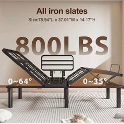 （G-2-7）Adjustable Full Bed Frame with One Side Rail, Electric Ergonomic Base for Comfort & Safety