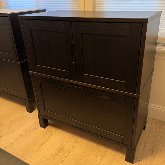 2 IKEA BESTÅ Storage combination file cabinet with drawers, Black