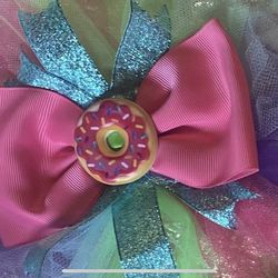“ Hair Bow  Homemade “ Multicolor With Pink Dona