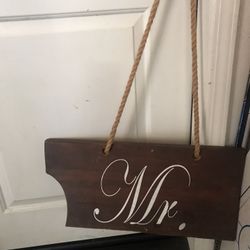 Wedding Mr. And Mrs. Wood Sign For Back Of Chairs