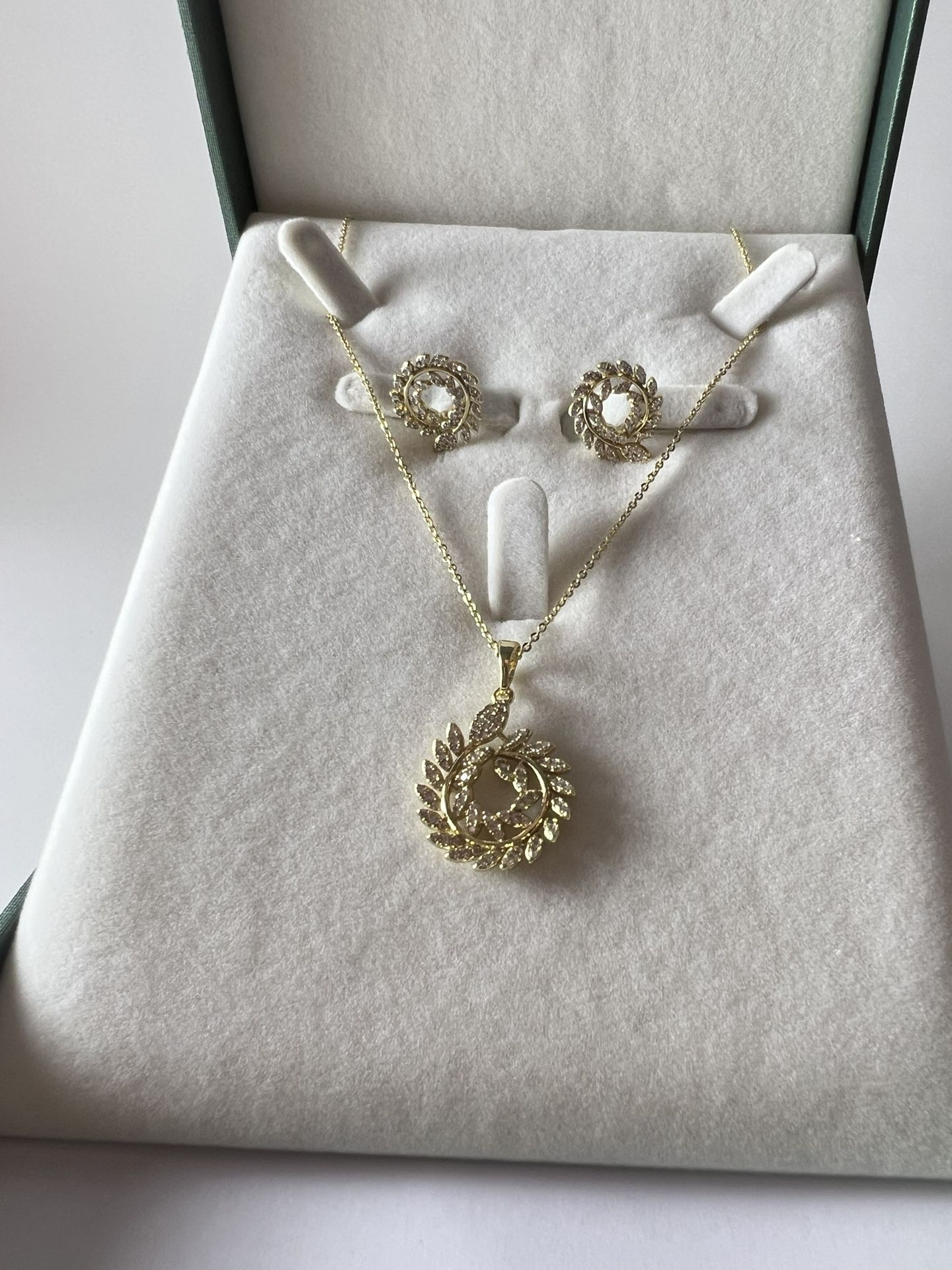 Jewelry set Tassel Drop Earrings Necklace Wedding Engagement Bride for Women 18k plated