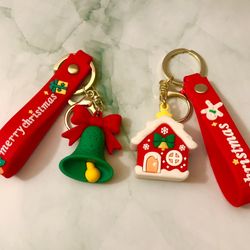Christmas 3D House & Bell Keychains