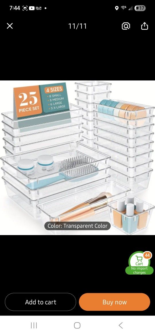 Plastic drawer organizer bins