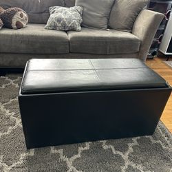 Leather Ottoman With Storage + 2 Stools