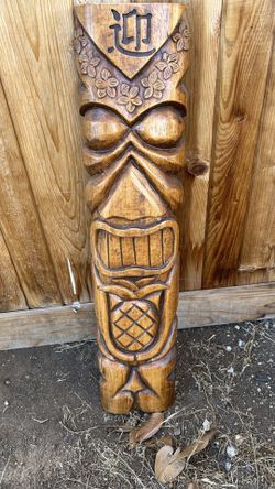 Vintage Wood Carved Tiki Designs Wall Hanging Hawaiians