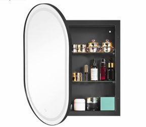 Oval LED Lighted Bathroom Medicine Cabinet