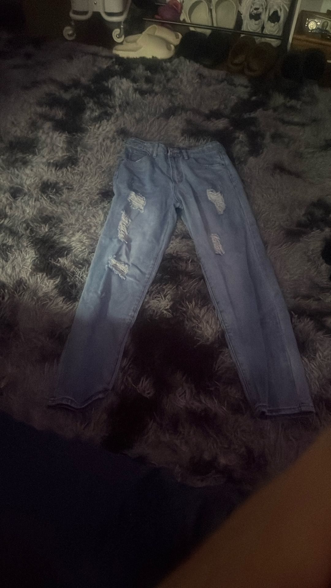 Distressed Blue Jeans