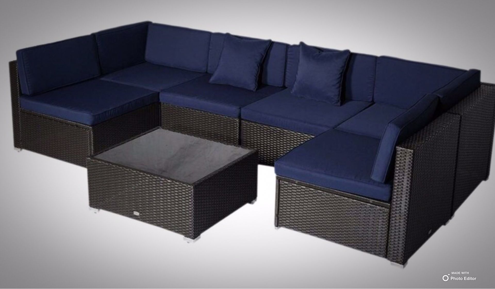 New!! Sectional set, porch set, balcony set, conversation set, 7 pc coffee table outdoor sectional set, garden furniture, outdoor sectional set