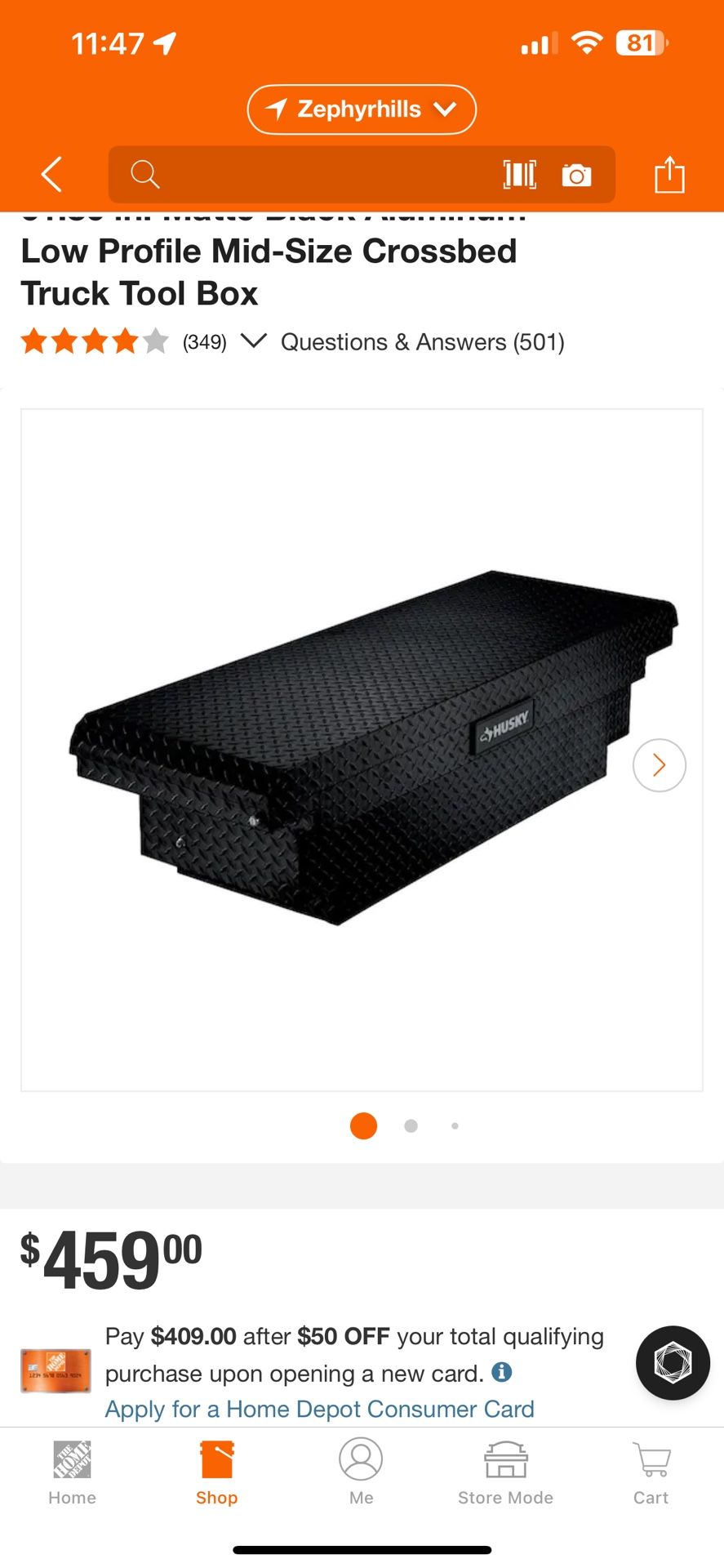 Low Profile Husky Pickup truck Toolbox