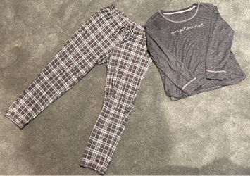 Gray and Pink Plaid Pajama Set