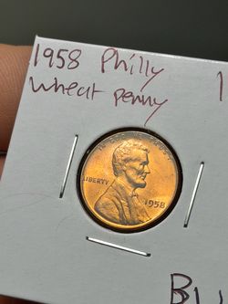 Rare 🔥!! 1958 Lincoln Wheat Penny – Philadelphia – Bright Red Copper – Vintage Wheat Cent !