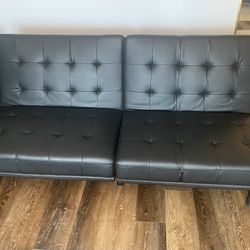 Two 73'' Upholstered Split Back Convertible Futon Sofa