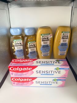Garnier whole blends 2 shampoo and 2 conditioner 2 Colgate sensitive 6oz