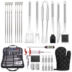 30Pcs Stainless Steel Barbecue Tool Set and Cooking Tools for Outdoor Camping
