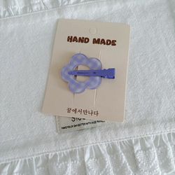 Purple plaid flower hair clip