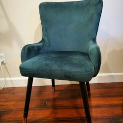 2 Green Suede dining chairs