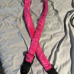 NEW ADJUSTABLE GUITAR STRAP HOT PINK FUR 2” WIDE
