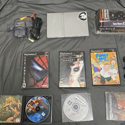 Grey Ps2 Slim With Games 