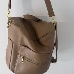 Fawn Brown Leather Diaper Bag