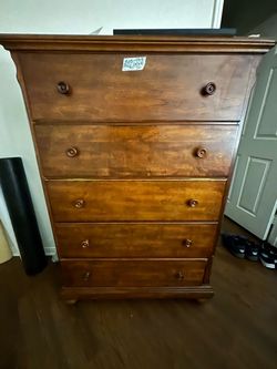 Tall Wood 5-Drawer Dresser Chest