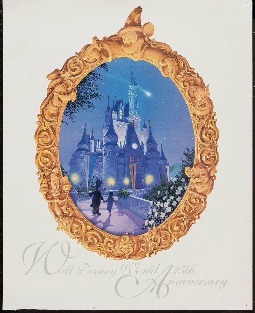 VINTAGE 1996 WALT DISNEY WORLD 25TH ANNIVERSARY POSTER,