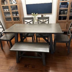 Dining Table, 4 Chairs, And Bench
