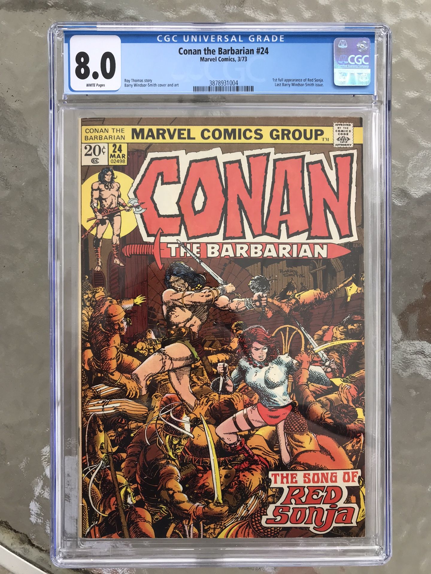 Conan the Barbarian #24 (1973) CGC 8.0 — White Pgs; 1st Red Sonja; Last BWS