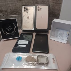 Iphone 11 Pro (for parts even if it turns on ) LG and Tmobile Android (For Part) And Watch