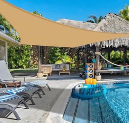 COOLBOYS 16'x 20' Sun Shade Sail Sand Rectangle UV Block Outdoor Shade Canopy Sunshade for Patio Lawn Garden Carport Backyard Deck Pergola HDPE,UV Blo
