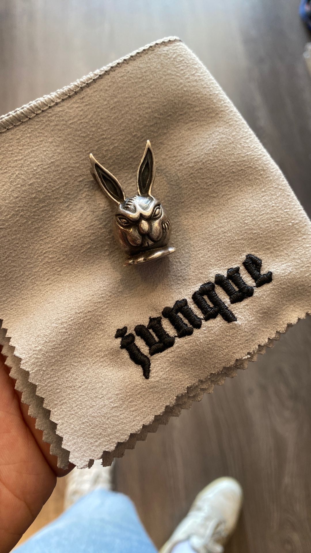 .925 Sterling Silver Pirate Ship Bunny Rabbit Head Pendant