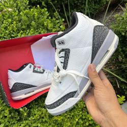 NIKE AIR JORDAN 3 Cement Gray RETRO Size 6.5Y 8w / Tried On