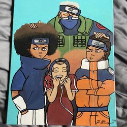 Hand Painted Naruto Boondocks Crossover Poster