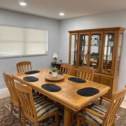 Hardwood Dining Table/Chairs + China Unit Set