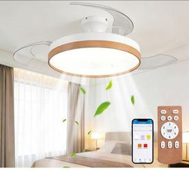 42 Inch Retractable Ceiling Fan with
Lights and Remote, Low Profile Modern
Fandelier for Bedroom Living Room
Dining Room.
K132