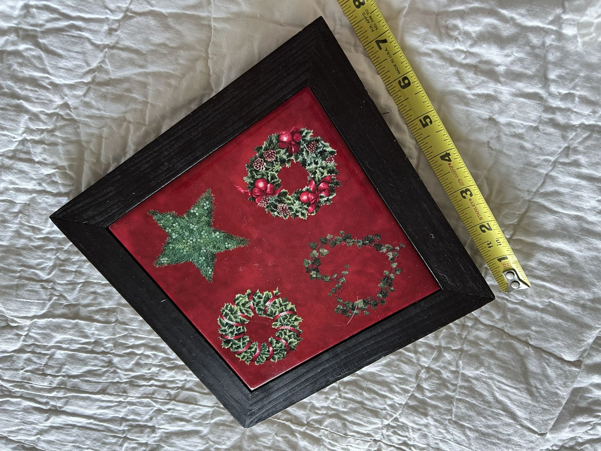 Framed Christmas Tile Accent - Wall Decor Or Trivet