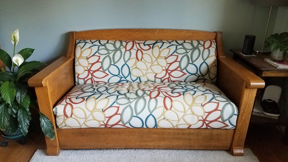 Antique Oak Mission Style Kroehler Daven-o Sofa Bed
