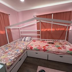 L shaped twin sized house bed