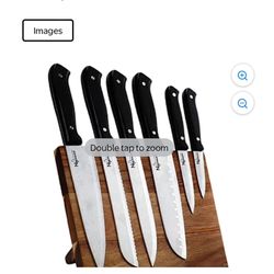 New England Cutlery Magnetic Board 7pc Knife Set with Black Handle