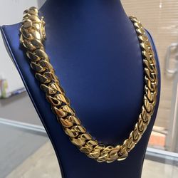 🌟 20MM MIAMI CUBAN LINK CHAIN ⚜️🔑 24” GOLD OVER SILVER