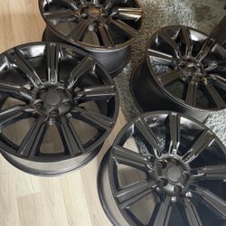 Black 9 Spoke 21 Inch Rims > Steel > 21”x9.5” > 5x120 Bolt Pattern > Great Condition!