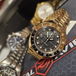 Bulova Men's Automatic Oceanographer GMT Rose Gold-Tone Stainless Steel Bracelet Watch 41mm