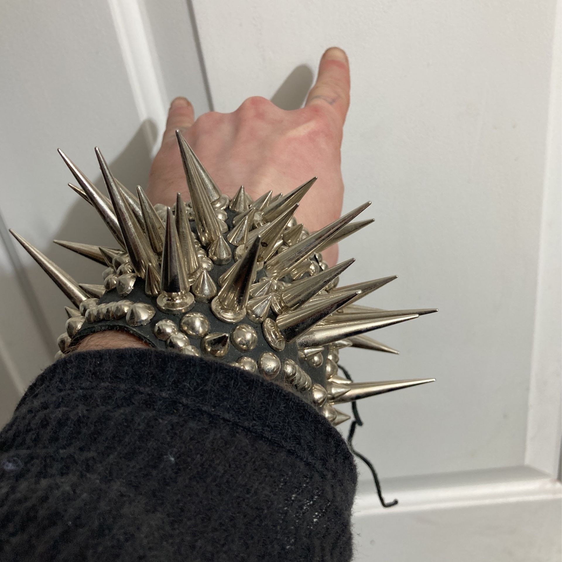 Super Spiky Shiny Studs And Chaos Leather 1/4 Gauntlet Handmade 