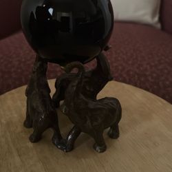 Vtg 3 Solid Elephants Brass Sphere