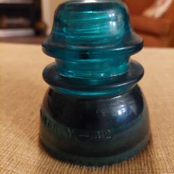 Vintage Hemingray 42 Heavy Clear Blue green Glass Cover Paperweight Electric Insulators

